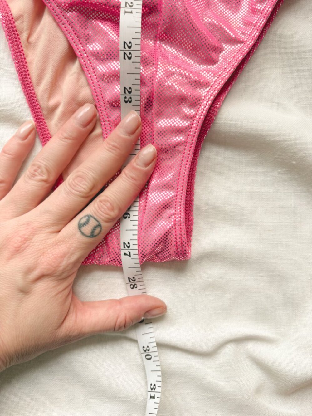 American Apparel Metallic Pink Bodysuit/Swimsuit Sparkly Festival Barbiecore - Picture 6 of 7